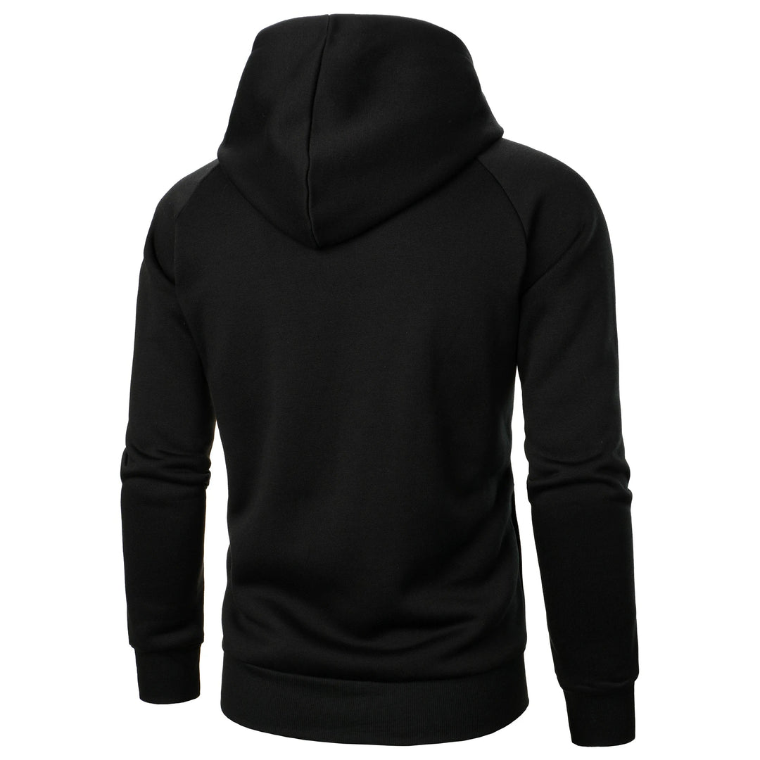 Full-zip men's hooded sweatshirt with practical front pockets, ideal for casual layering & comfort.
