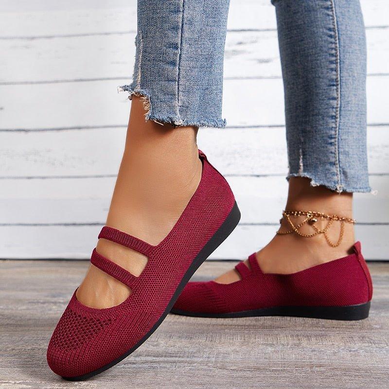 Breathable women's slip-on flats for bunions. Wide toe box ensures comfort, great for everyday walking & foot health.