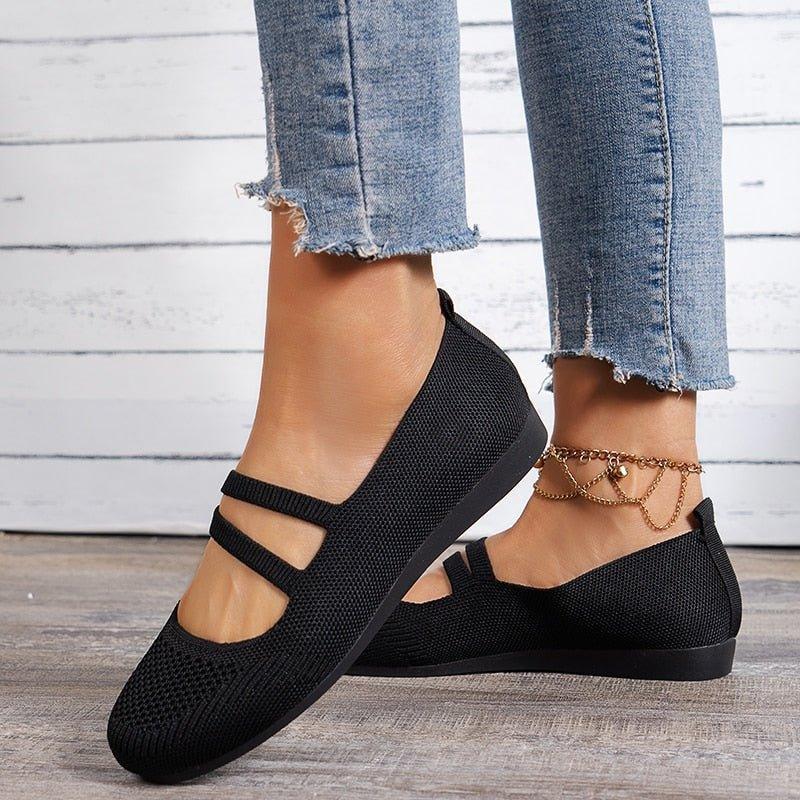 Women's comfortable slip-on ballet flats with wide toe box for bunion relief & everyday wear. Cushioned, breathable.