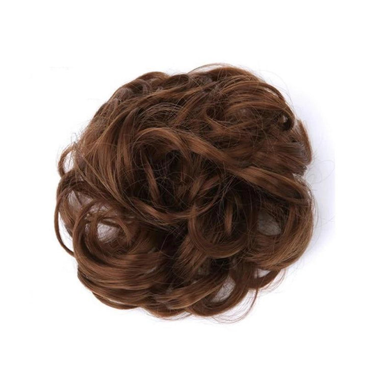 Hair extension scrunchie for women seeking to add volume to a messy bun or updo.