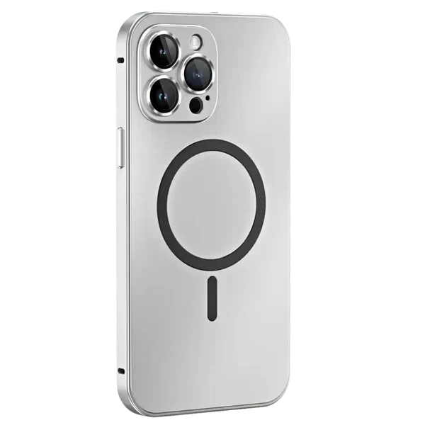 Sleek metal protective iPhone case with strong magnetic attachment for universal iPhone 15/14/13.