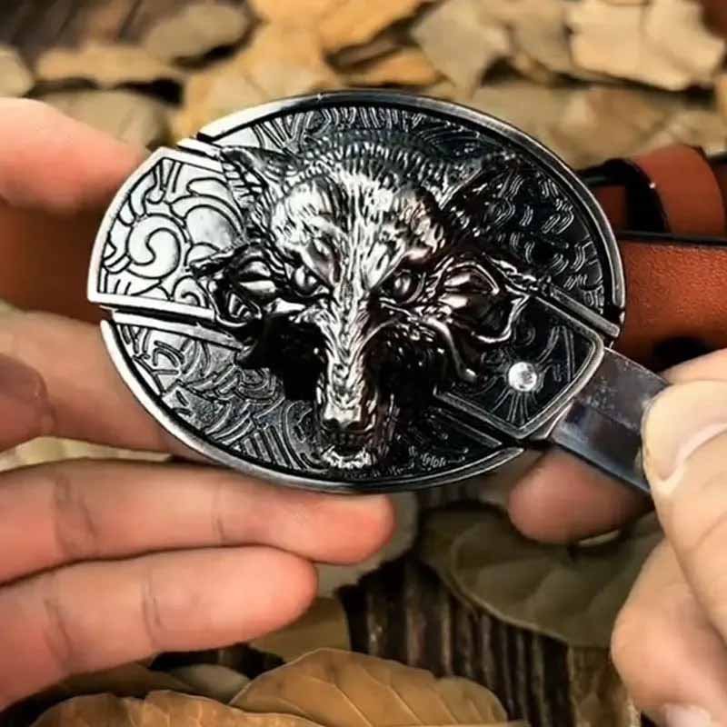 Stylish men's Western belt buckle, a unique accessory with a concealed everyday carry tool.