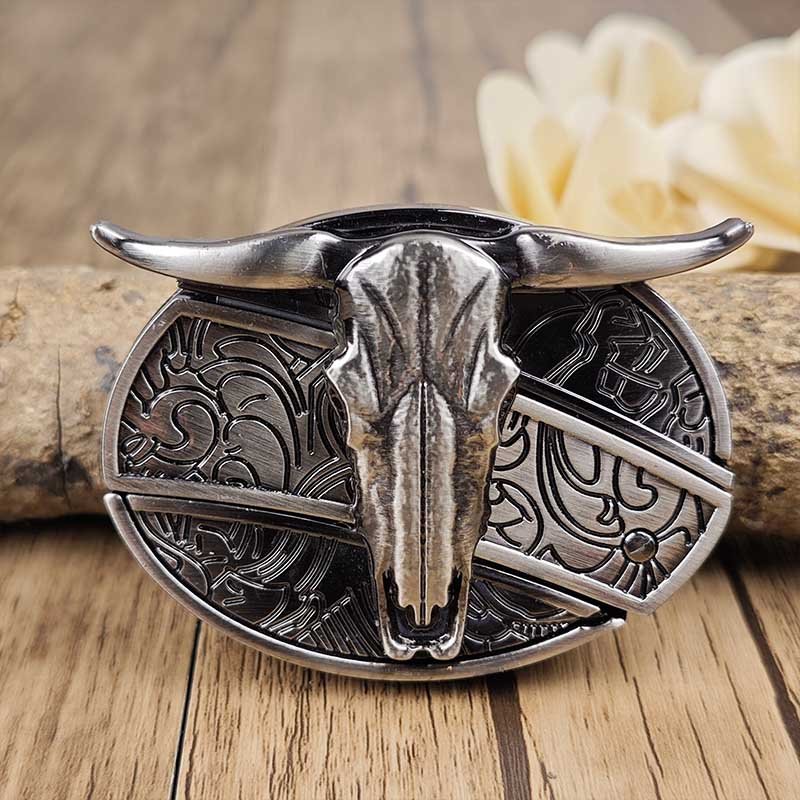 Unique men's Western belt buckle featuring a discreet emergency multi-tool for outdoors.