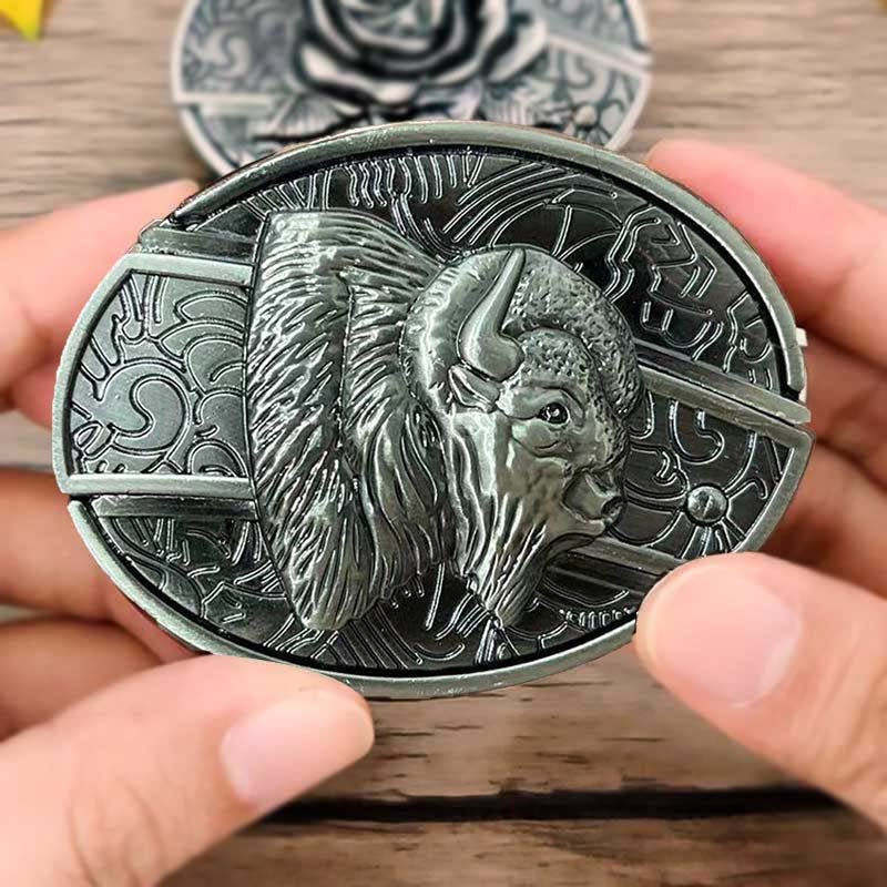 Unique men's EDC belt buckle. Western cowboy design, rugged and functional for outdoor use.