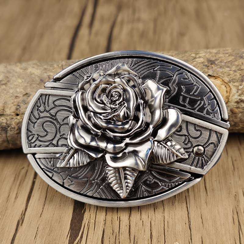 Rugged men's Western belt buckle with a secret EDC multi-tool, perfect for outdoor adventures.