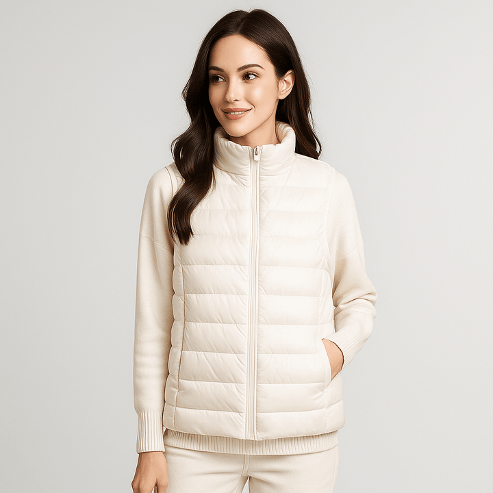 Microlight women's puffer jacket, perfect for stylish winter fashion. Lightweight, warm, and comfortable.