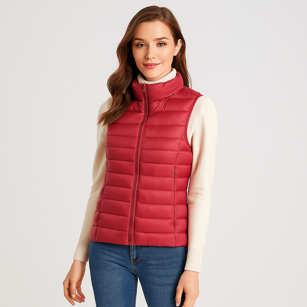 Elegant women's microlight puffer jacket. Lightweight and warm, ideal for stylish winter outerwear.
