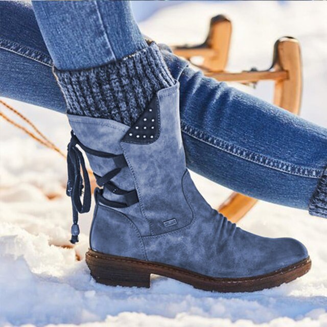 Cozy slip-on mid-calf snow boots for women, Bianca. Warm winter footwear for casual cold weather.