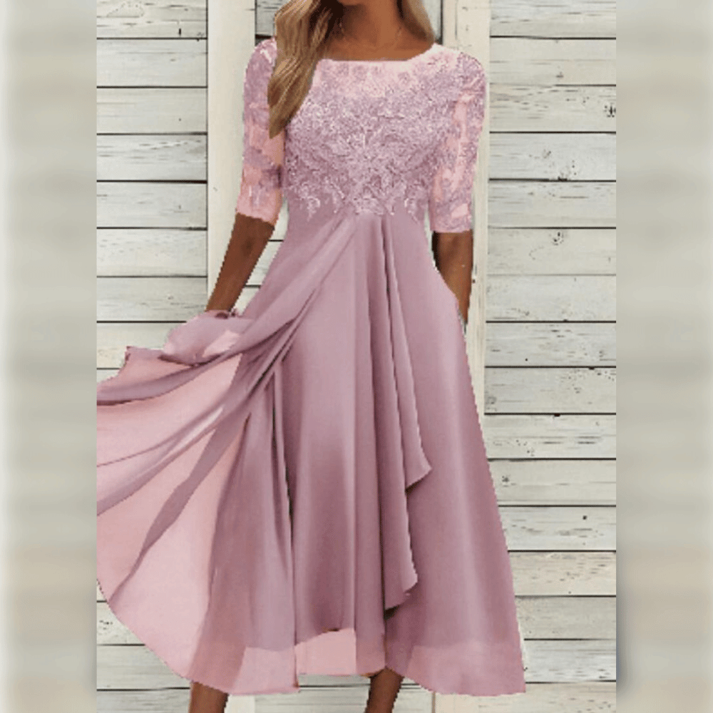 This versatile women's midi dress boasts a flattering fit & chic style, ideal for elegant day-to-night and party wear.