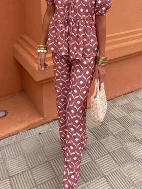 Women's Casual Printed Two-Piece Set