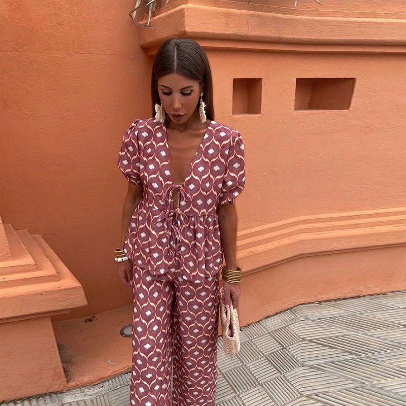 Women's Casual Printed Two-Piece Set