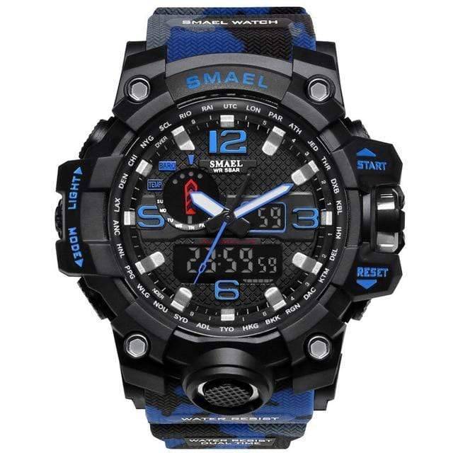 Men's water-resistant digital watch, perfect for military or outdoor use.
