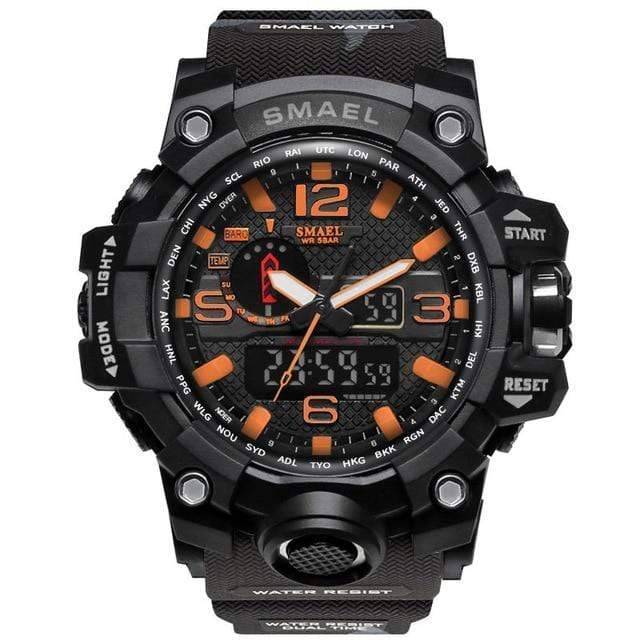 Durable men's outdoor military watch, dual display for tactical needs.