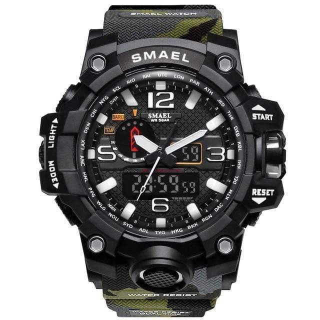 Men's water-resistant adventure watch, featuring dual analog & digital display.