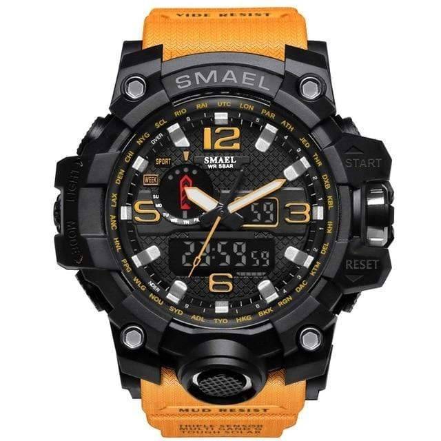 Tactical men's digital and analog watch with a rugged, durable design.