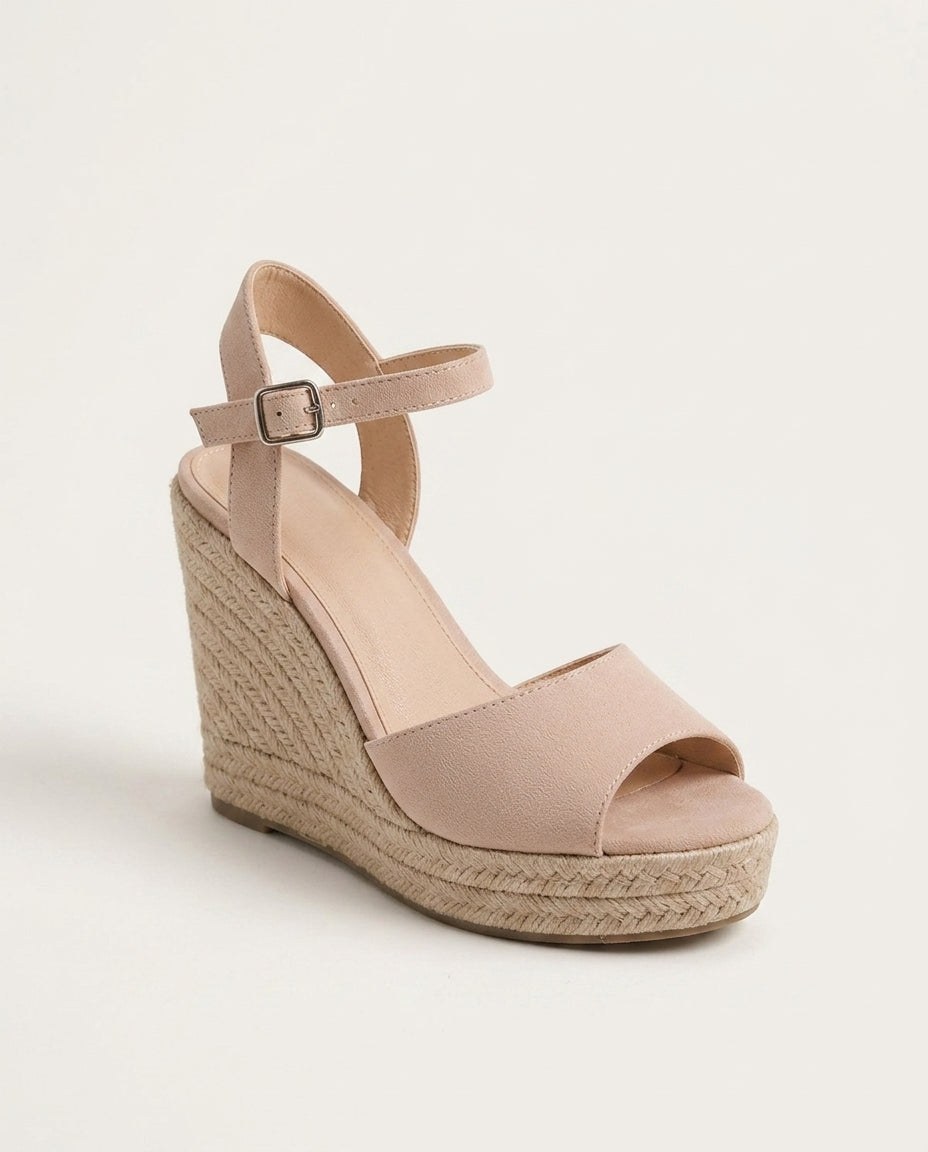 Women's chic braided ankle strap espadrille wedge sandals, perfect for summer style & warm weather.