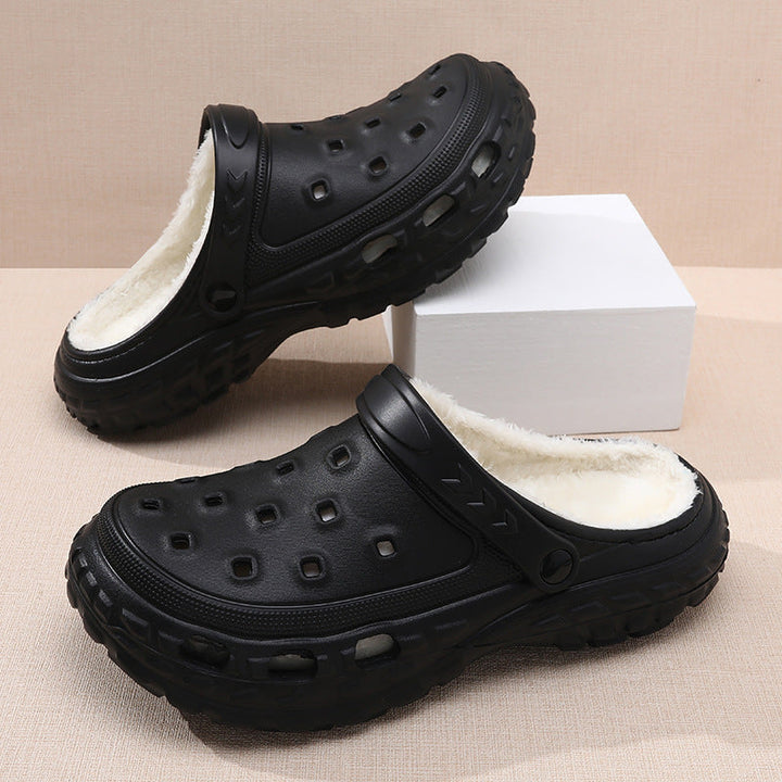 Warm, plush-lined unisex clogs. Chunky platform slip-ons for cozy casual footwear.
