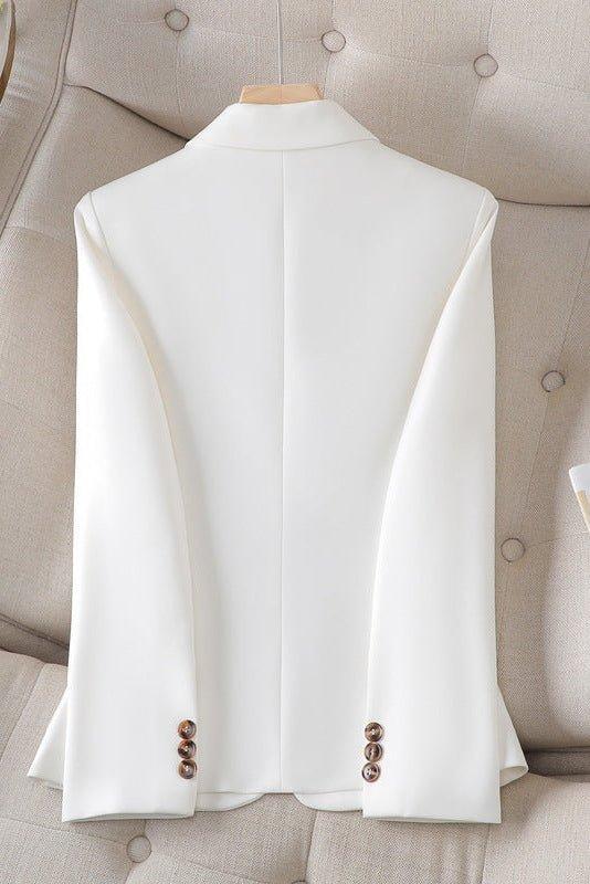 Minerva | Women's Double Breasted White Blazer - White - Image 2