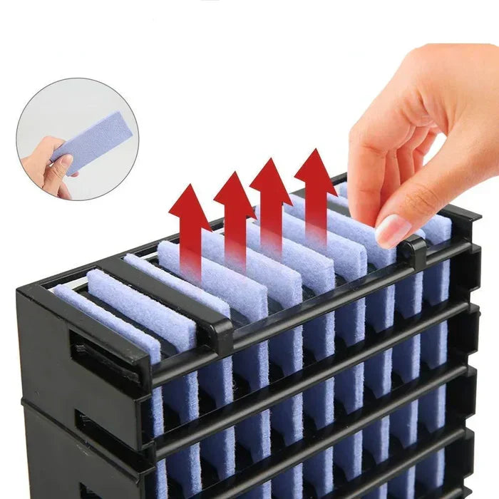 ChillWave mini air conditioner, a personal cooler with LED light. USB powered, functions as humidifier & air purifier.