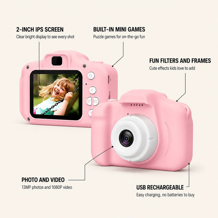Sleek unisex mini digital camera gadget, excellent for everyday photo and video capture.