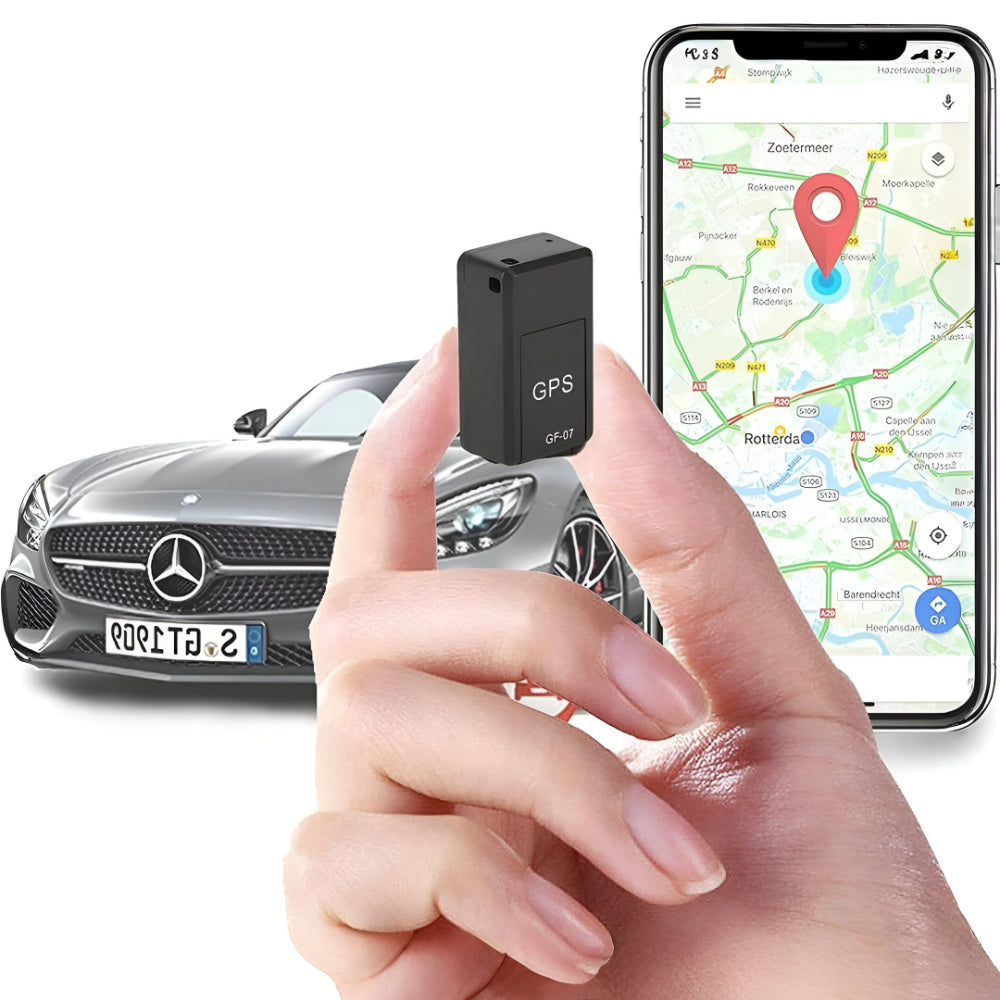 Compact vehicle GPS tracker with a powerful magnetic mount for easy installation.