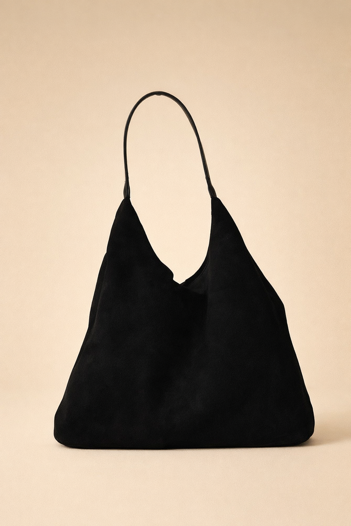 Elegant women's suede shoulder bag. A versatile minimalist hobo handbag, perfect fashion accessory for any occasion.