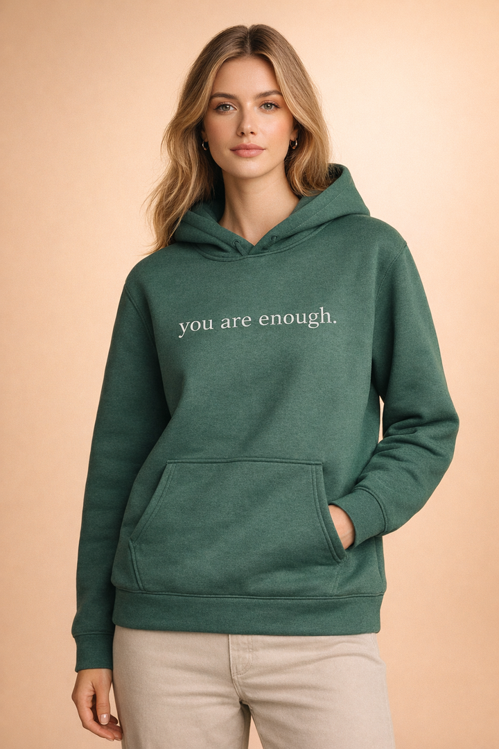 Comfortable women's oversized hoodie with an inspiring slogan, perfect for relaxed everyday street style.