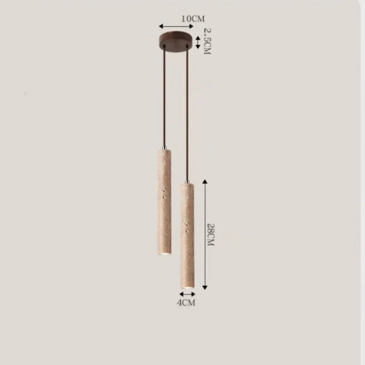 Wabi-Sabi inspired LED chandelier made from authentic travertine stone.