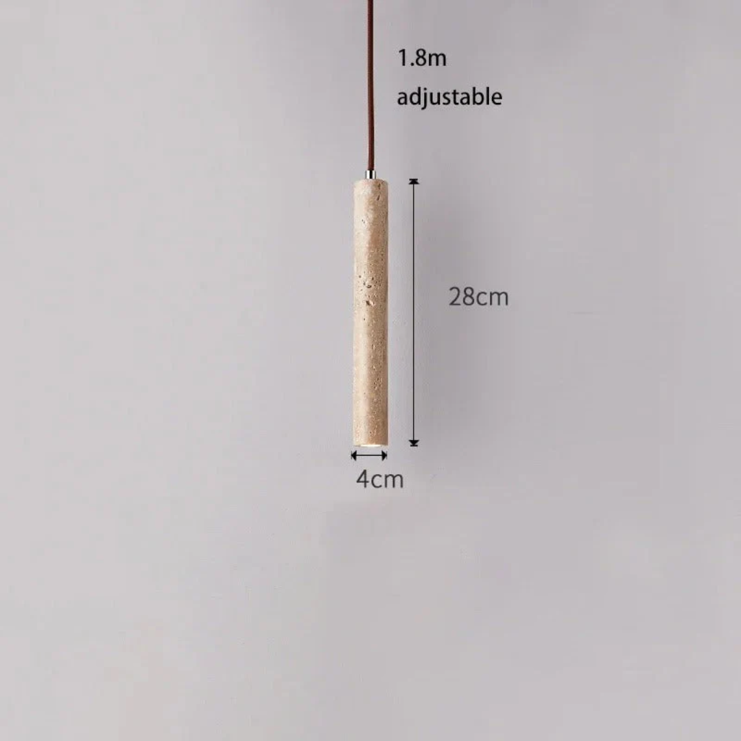 Minimalist lighting solution: LumoLine travertine pendant for a contemporary space.
