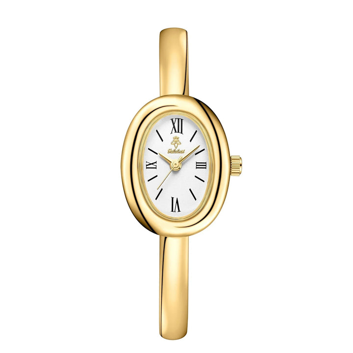 Women's minimalist stainless steel watch on wrist. Elegant and fashionable accessory for modern ladies.