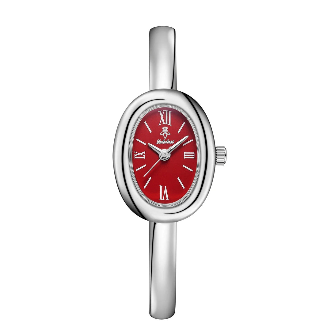 Gold women's minimalist watch. Stylish stainless steel accessory, elegant fashion timepiece for ladies.