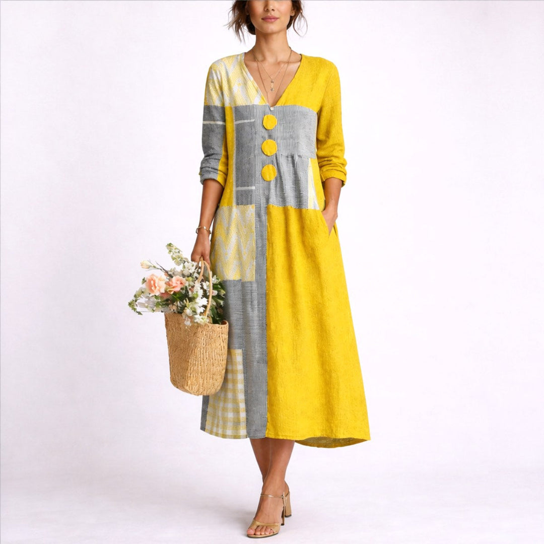 Women's lightweight wrap midi dress, perfect for elegant autumn style. Features flowing fabric & versatile design.