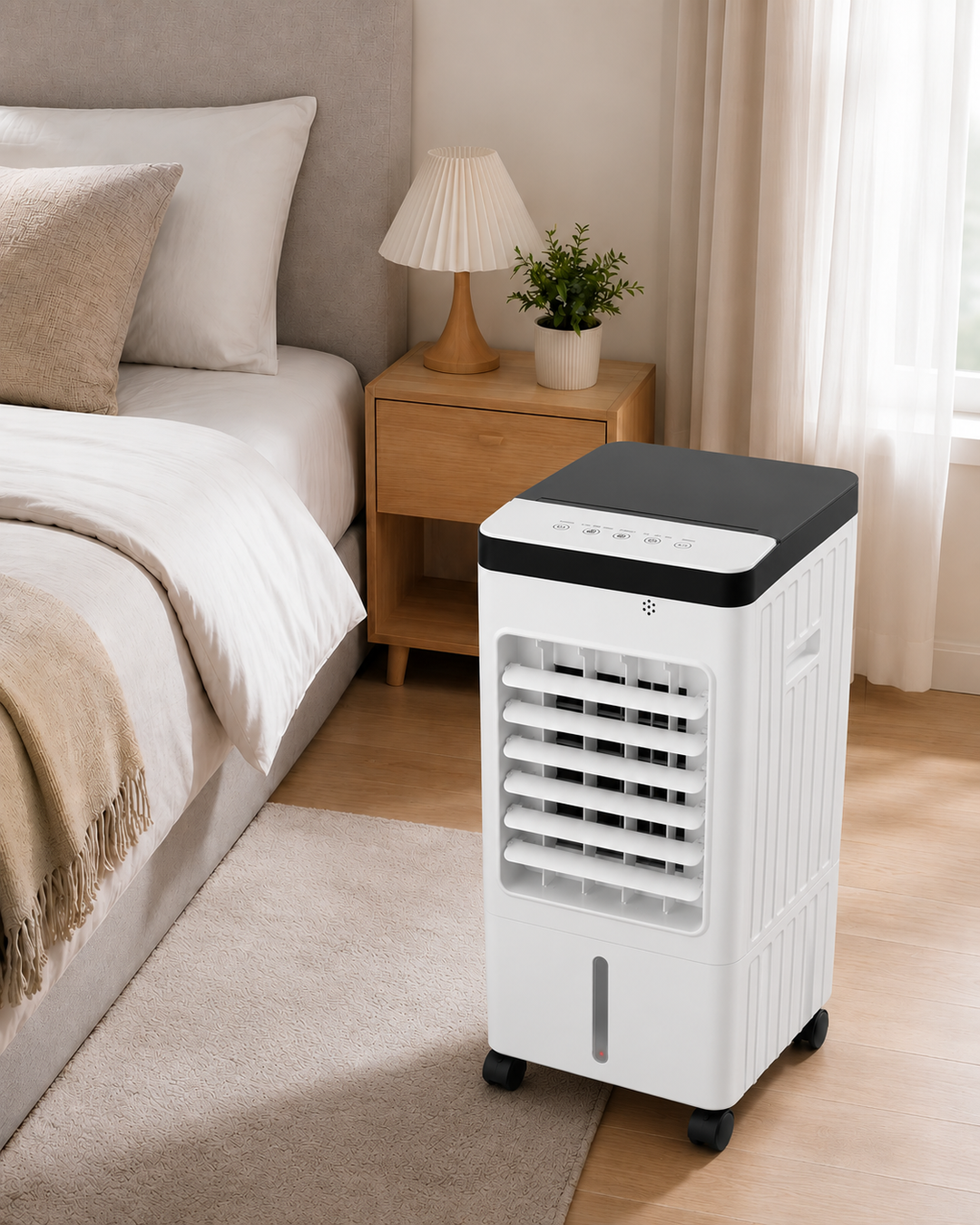 Compact portable air conditioner for quiet home & office cooling. No installation needed, personal mobile AC unit.