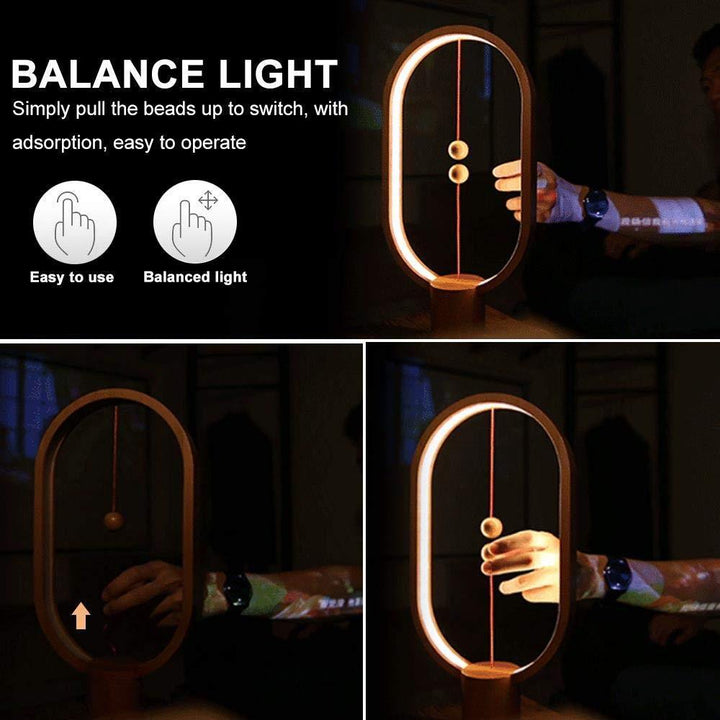 Artistic modern table lamp, balanced design with a unique floating switch, perfect for home decor.