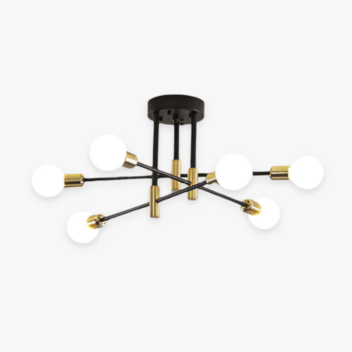 Modern black and gold LED ceiling light fixture with sleek design