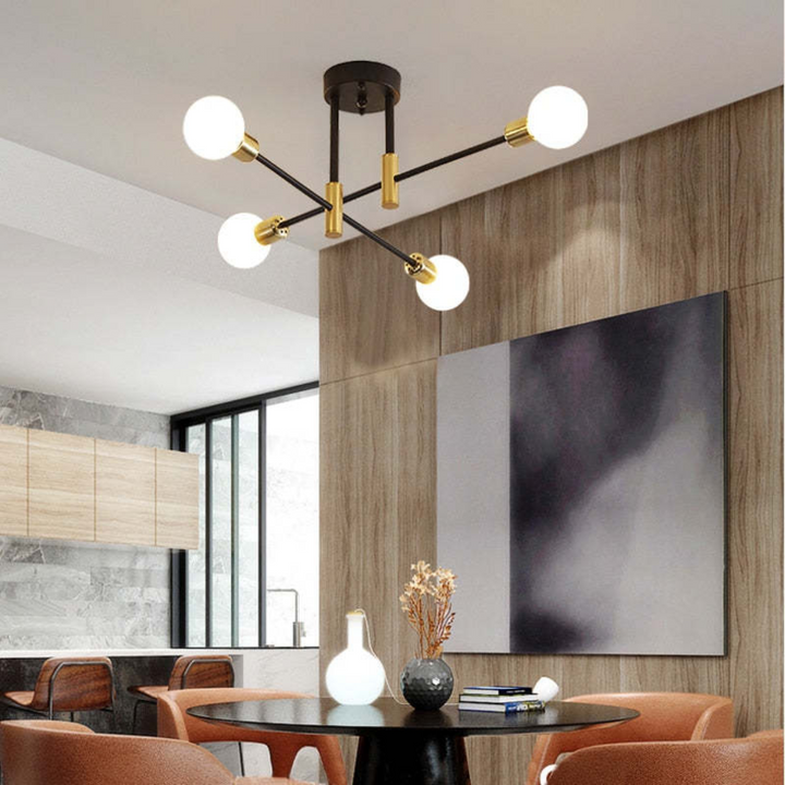 Luxurious black and gold ceiling lighting, modern and bright
