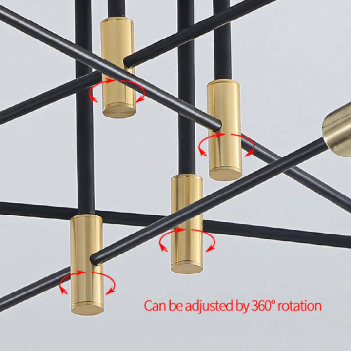 Contemporary LED ceiling light in black and gold finish