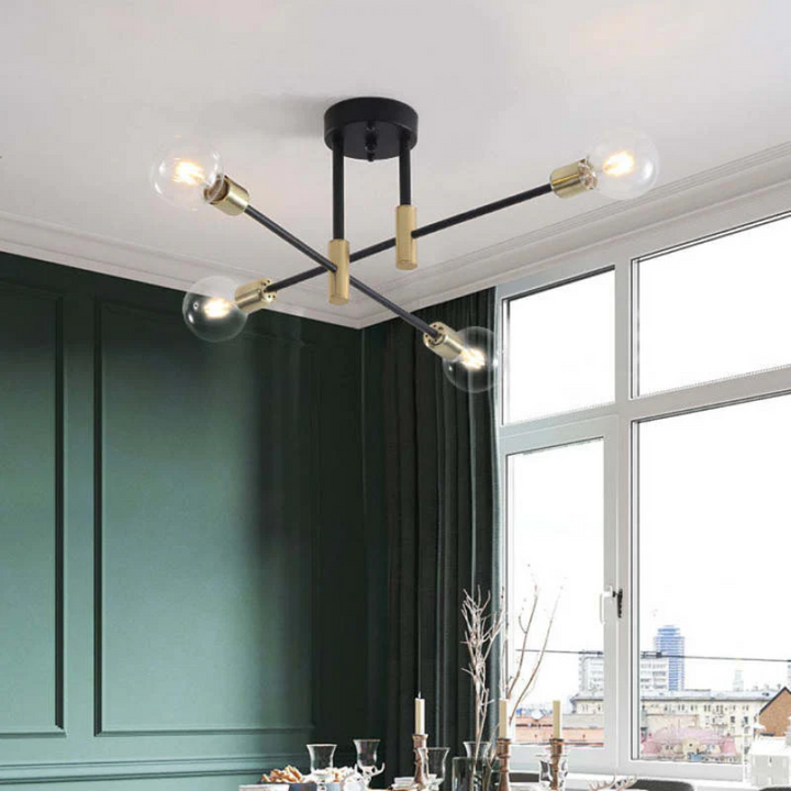 Glamorous black and gold LED ceiling light, modern home decor