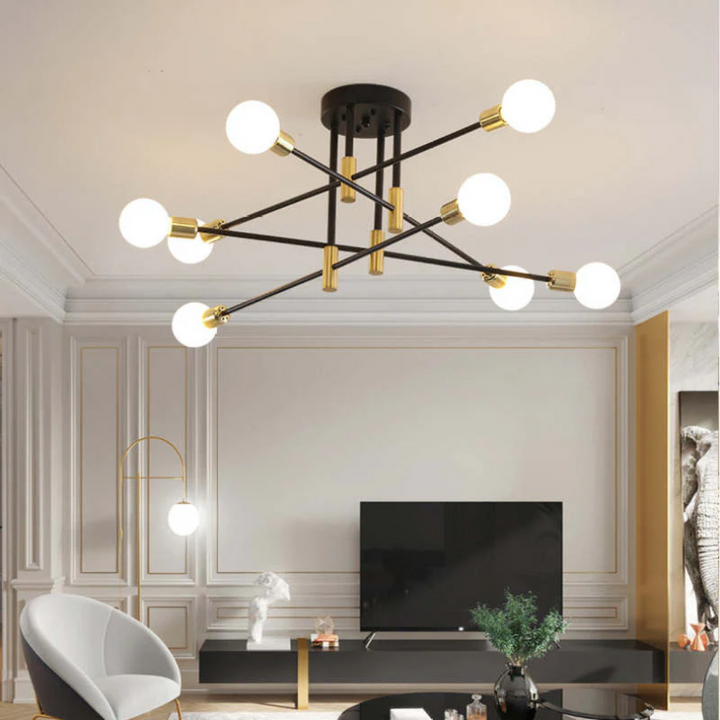 Sleek black and gold ceiling light, ideal for contemporary spaces