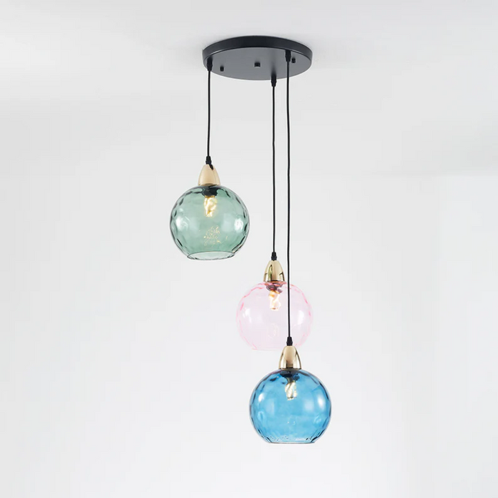 Energy-efficient LED 3-lamp cluster pendant, modern adjustable ceiling lamp.