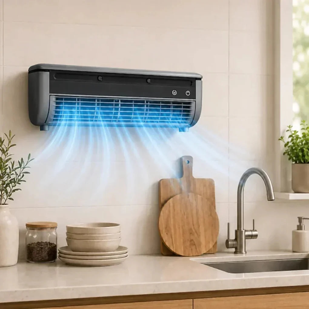 Sleek compact wall air conditioner, perfect for home comfort & quiet operation. Efficient room climate control.