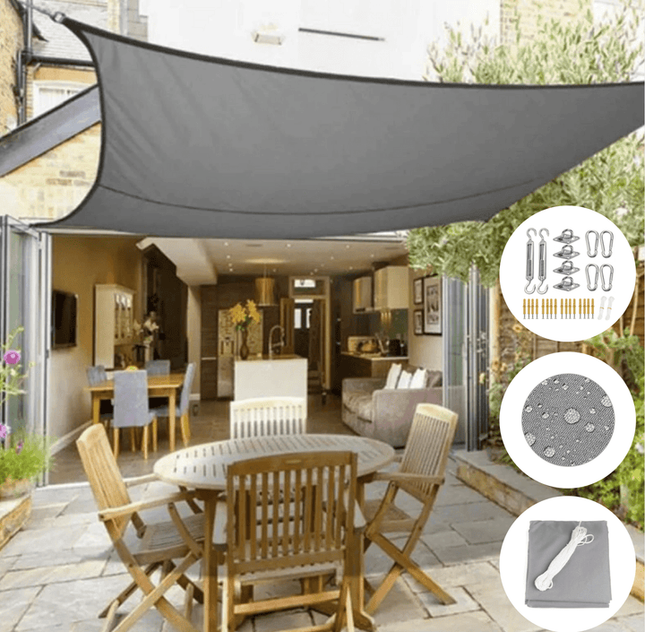 Durable patio shade sail cover. Modern design offers superior sun and weather protection for outdoor areas.