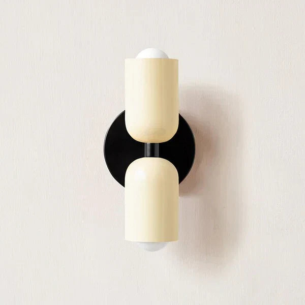 Modern Double LED wall lamp in a living room, providing warm ambient lighting.