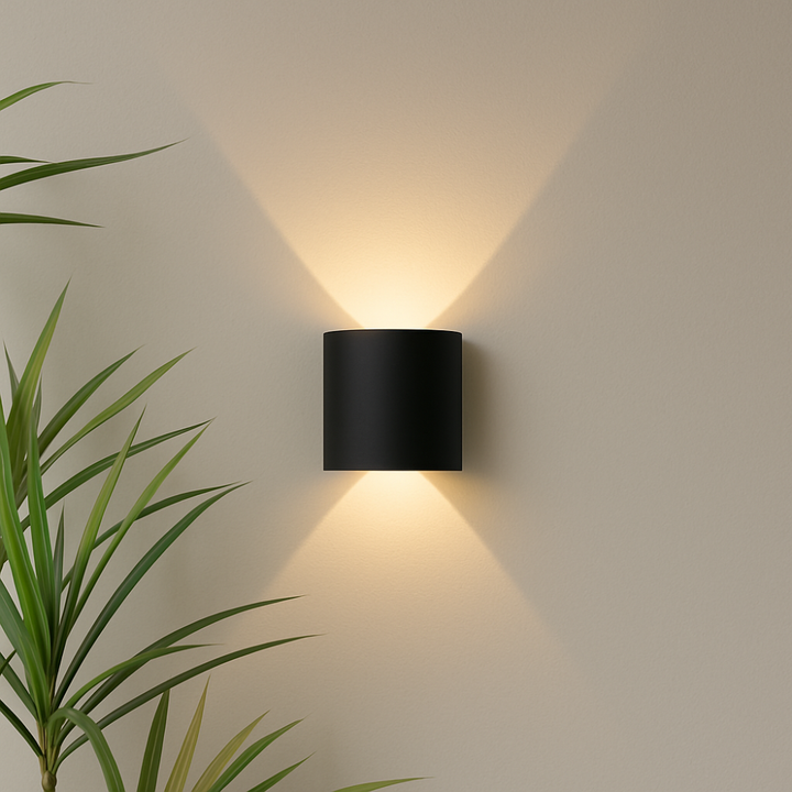 Modern minimalist LED wall light, suitable for indoor and outdoor contemporary home decor.