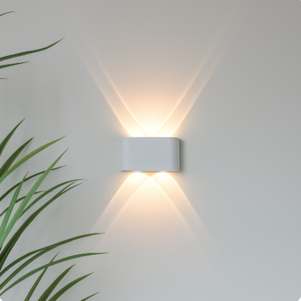 Durable outdoor LED wall light, modern minimalist fixture for exterior home lighting and accent.