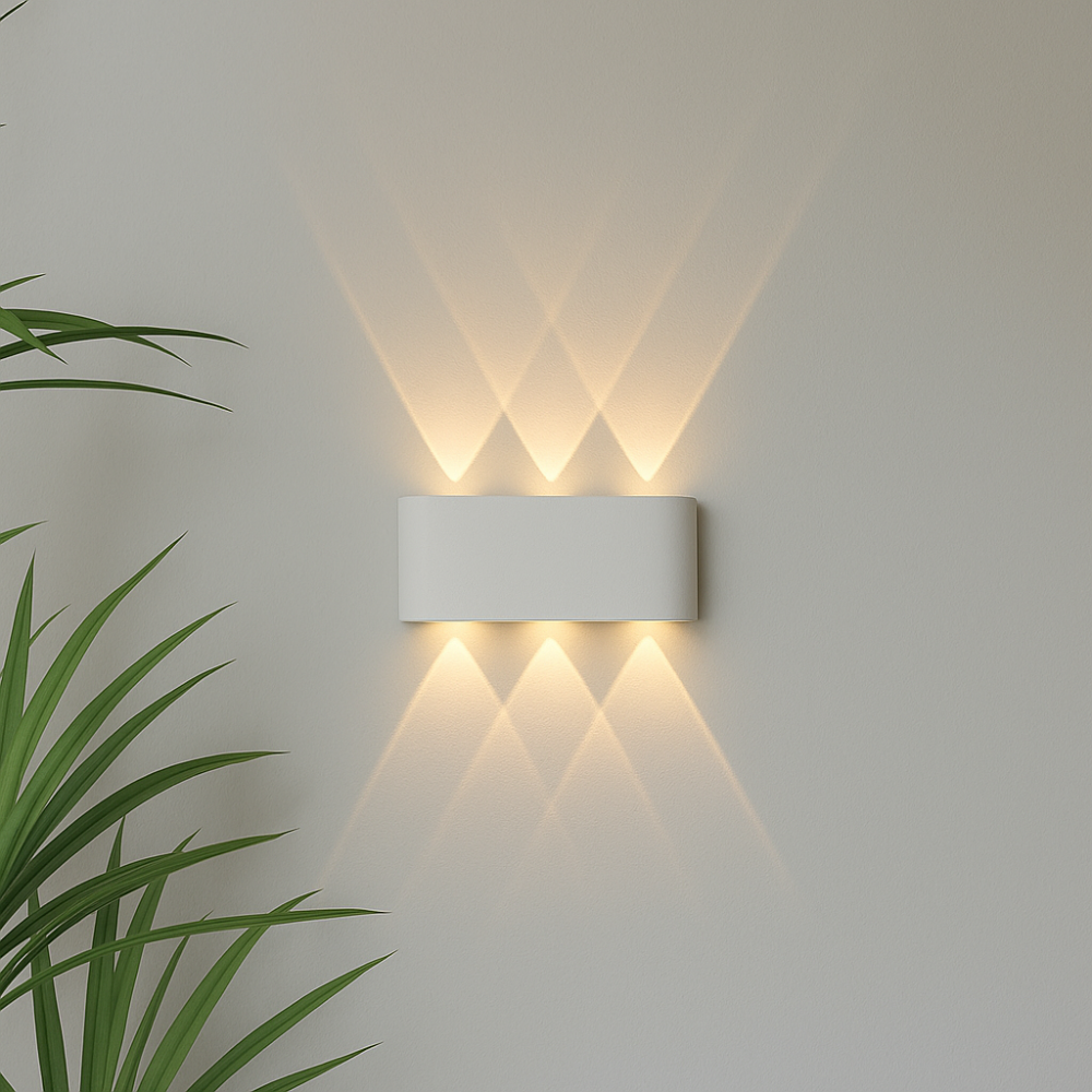 Versatile LED wall light, easy to install, modern minimalist accent lighting for indoor and outdoor areas.