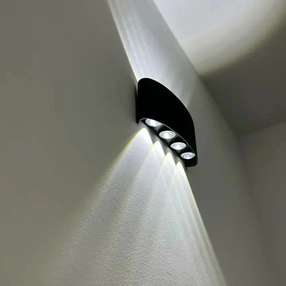 Minimalist LED wall light, perfect contemporary indoor & outdoor fixture for modern home aesthetics.
