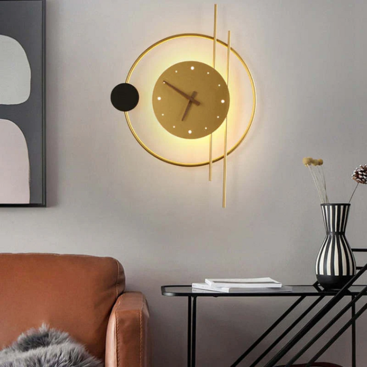Decorative LED wall clock lamp, a modern decor centerpiece for living room, bedroom, or dining room lighting.