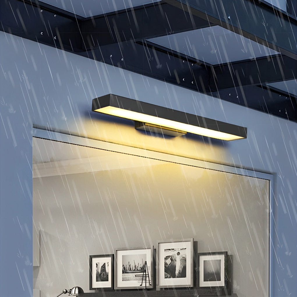 Modern black LED wall lamp, energy-efficient with motion sensor for exterior security lighting.