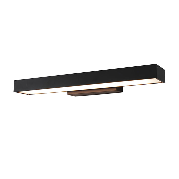 Energy-efficient black LED wall lamp with motion sensor, providing modern outdoor security and illumination.